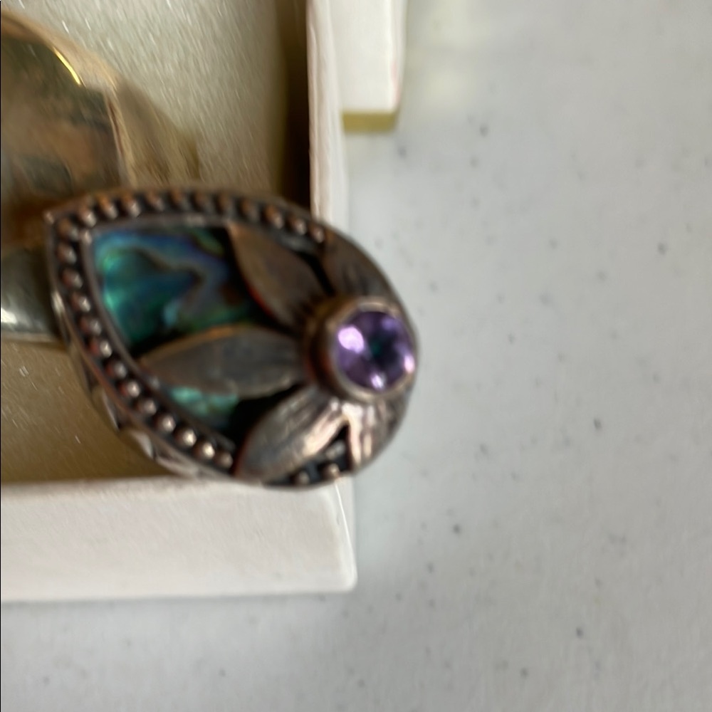 Anne Klein Silver Bracelet and ring with Inlay stone Design